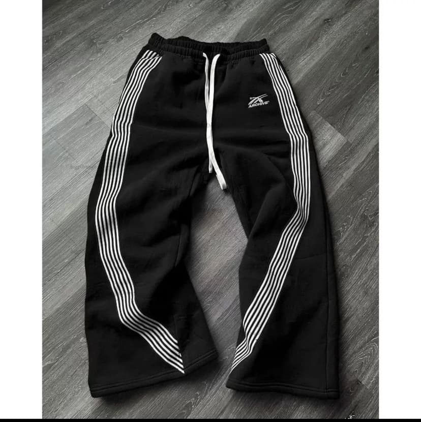 Fleece Lined Hooded Pants Striped Sports Sweatpants Street Style Loose Fit Long Sleeve Batwing Sleeve Polyester Cotton Blend