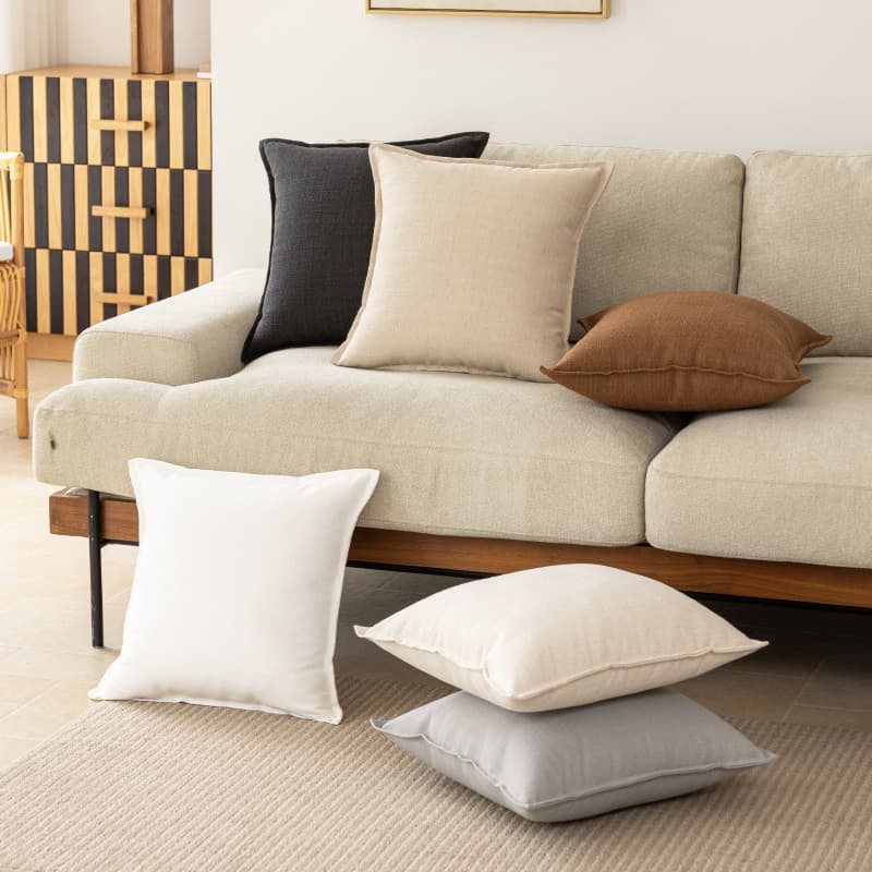 Plain Linen Edge-Pressed Square Pillow Low Saturation Morandi Cushion Log-Style Sofa Throw Pillow Bed & Breakfast Bedroom Pillow Cover