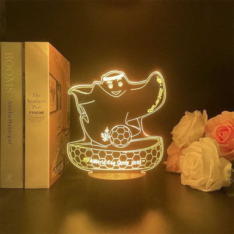 Mascot Raib Messi C Ronaldo Qatar 2022 Football World Cup Hand Model Ornament USB Night Light