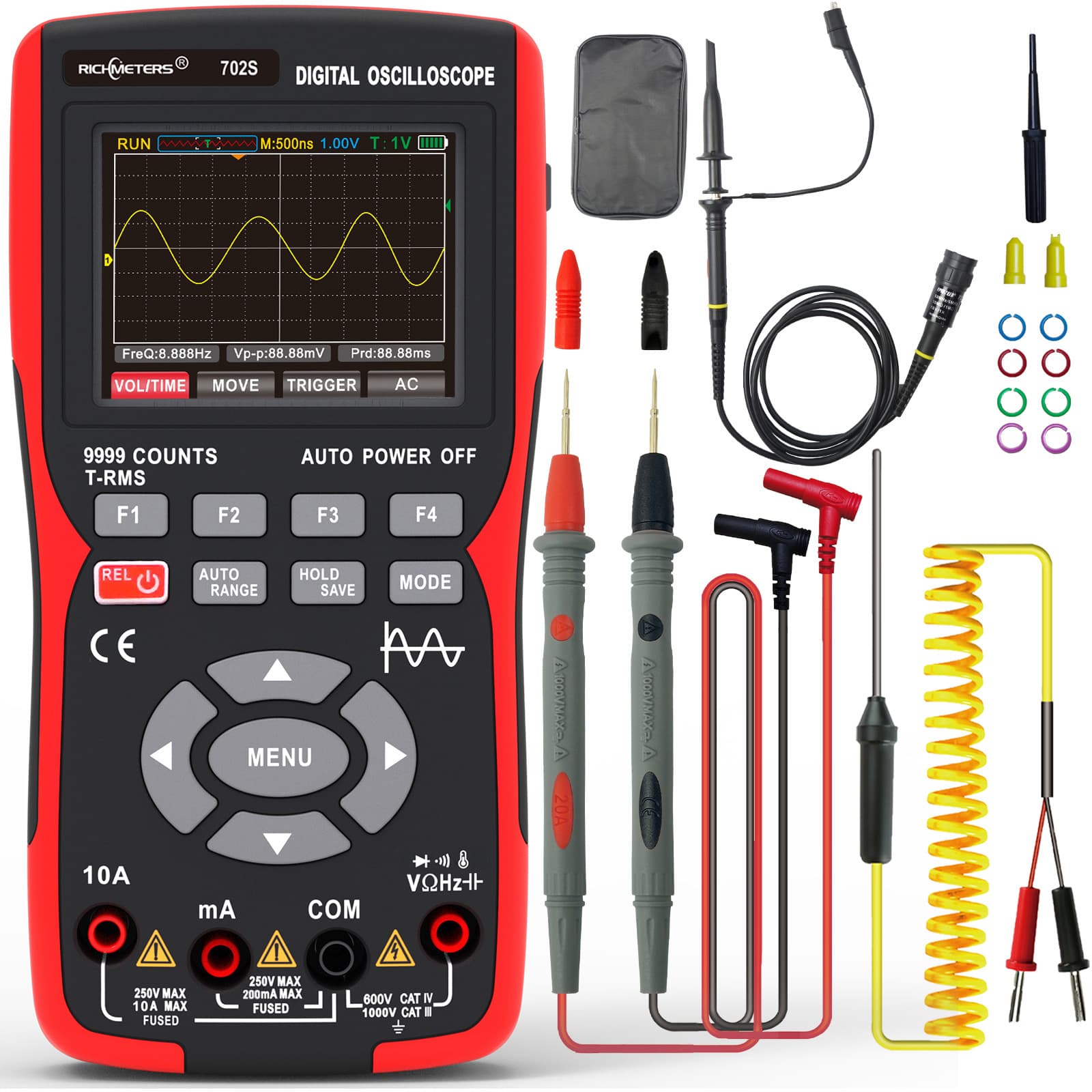 702S Oscilloscope Multimeter Digital Oscilloscope Multimeter 9999 Count
