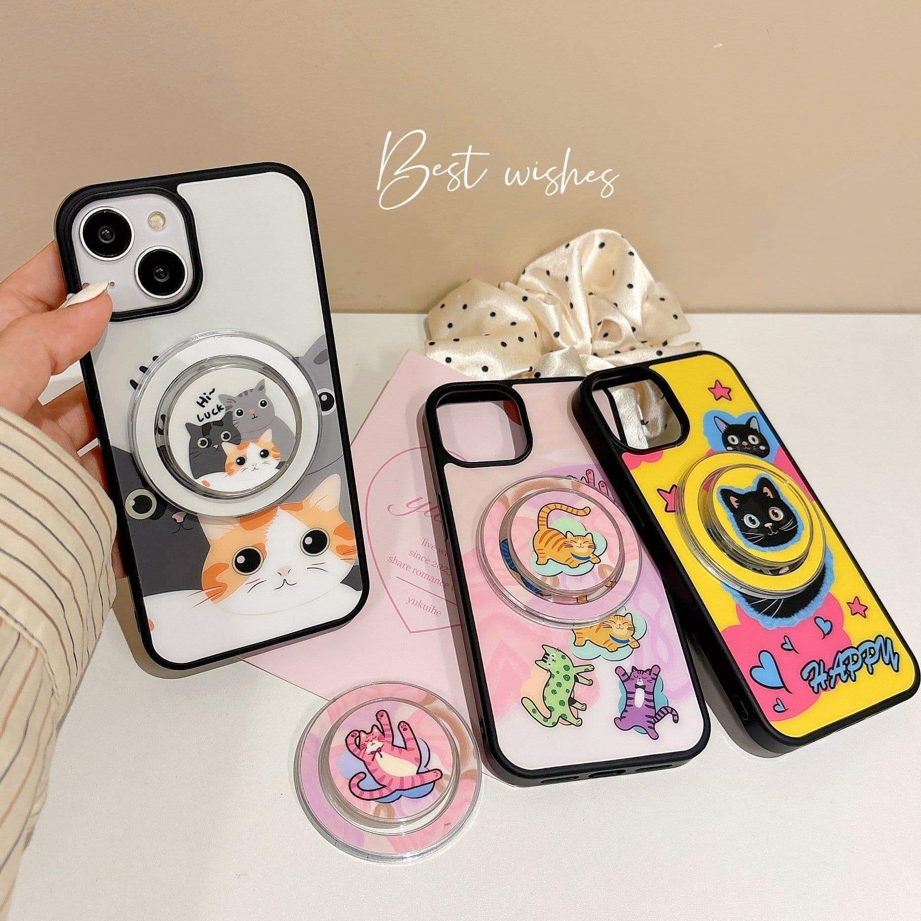Cute Cat Magnetic Phone Case Compatible with Apple 16 Pro Max, iPhone 15 Protective Cover with Cartoon Dog Design