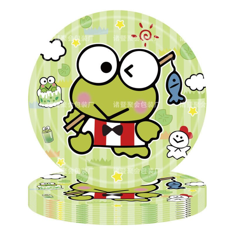 New Cute Cartoon Sanrio Round 7inch Paper Plate Hello Kitty Cinnamon Dog Kuromi Party Decorative Tableware