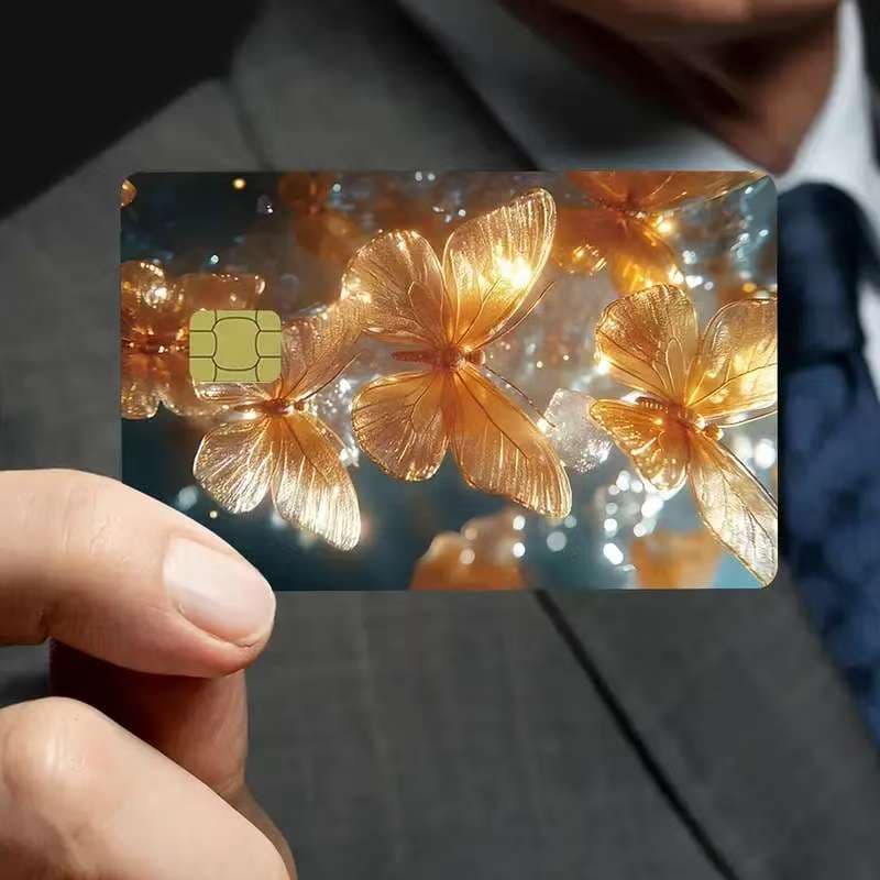 Cross-border 2025 New Glowing Butterfly Decorative Credit Transportation Bank Card Protective Skin Sticker Self-Adhesive