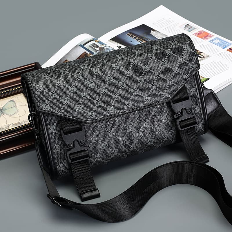 Cross-border Textured Men's Single Shoulder Bag Casual Men's High-Appearance Commuter Messenger Bag Street Trendy Men's Crossbody Bag