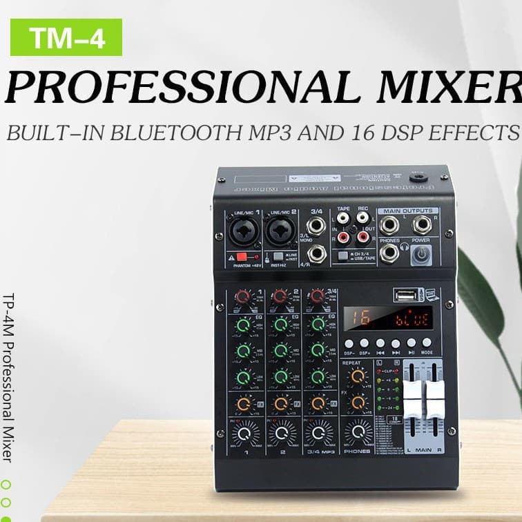 Wholesale Computer Recording Sound Card HM-4M Professional 4-Channel Mixer with Built-in DSP Effects for Conference and Performance