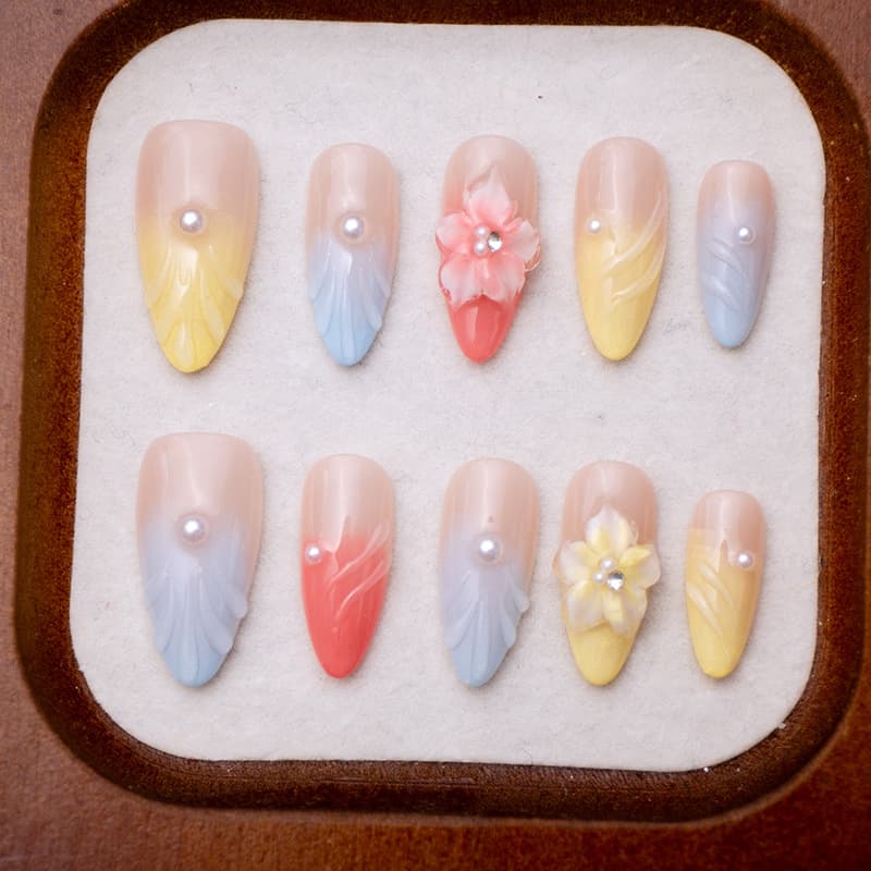 Carved handmade manicure patches, pure handmade wearable finished nails, removable new nail patches, foreign trade fake nails