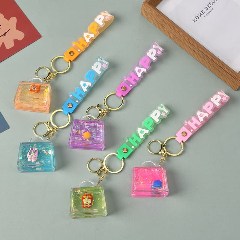 Creative Figurine Liquid Sand Keychain Ocean Animal Floating Keychain Pendant Student Children's Backpack Decoration Wholesale