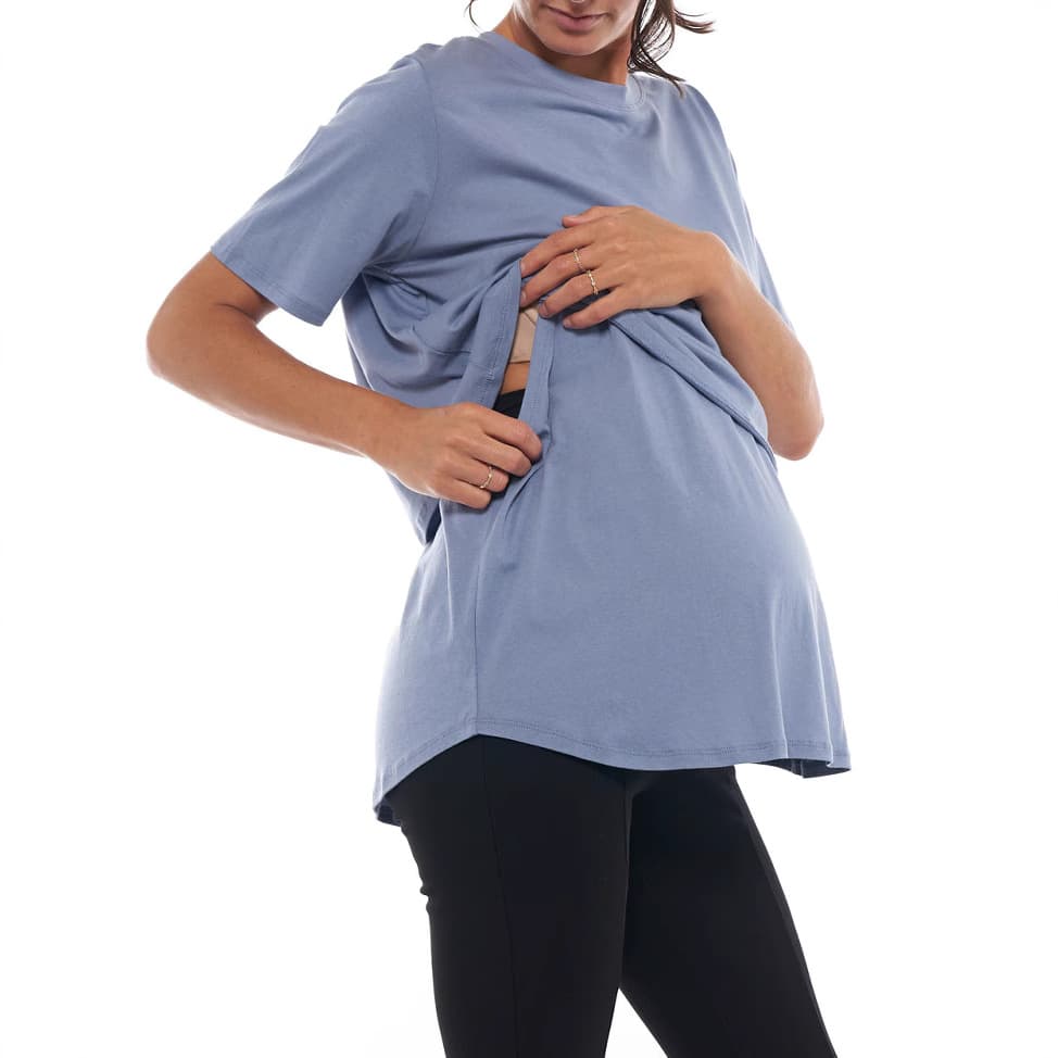 Amazon Women's Maternity Clothing, 2025 Export New Women's T-Shirt Short Sleeve Multi-Use Pregnancy and Nursing Wear