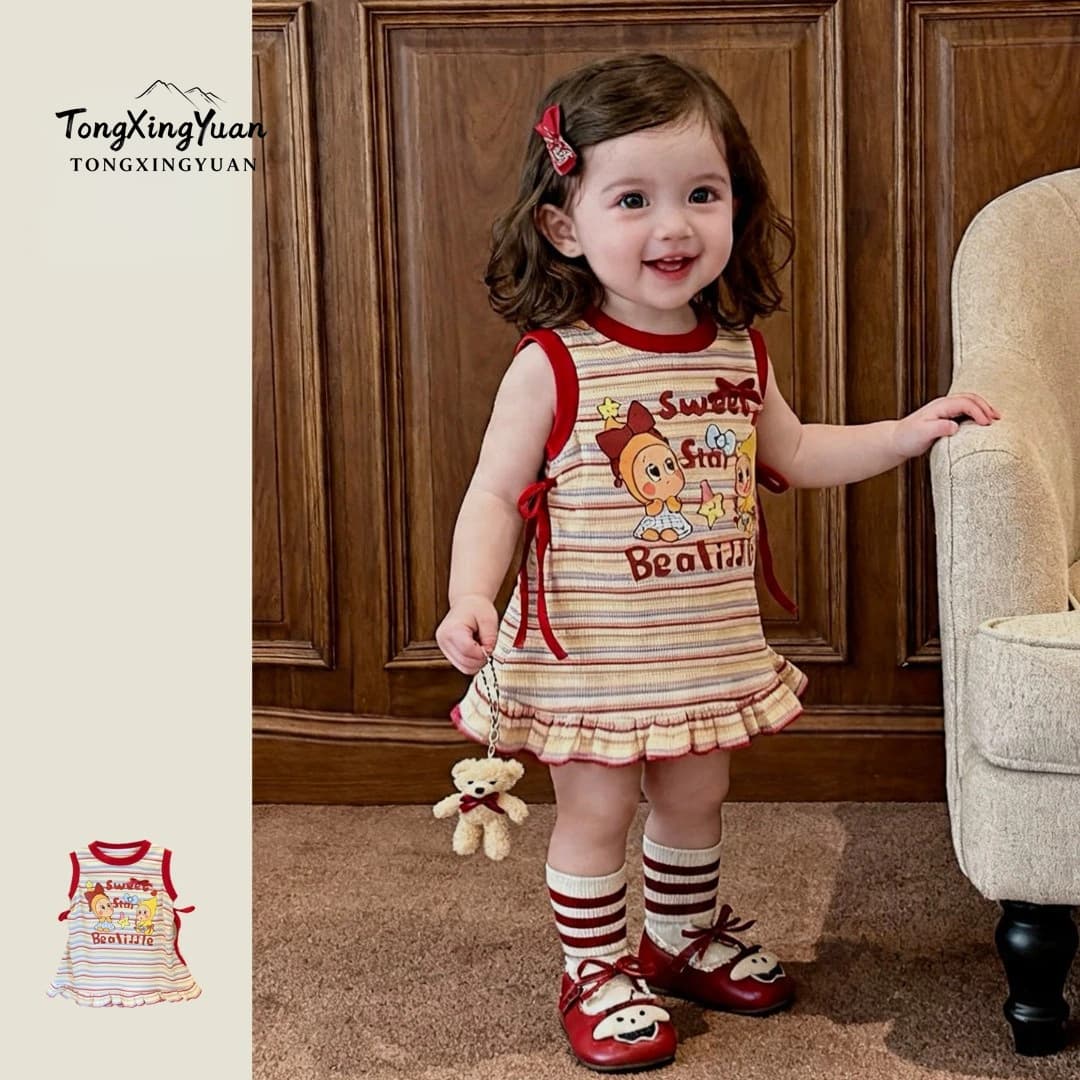 Child star Yuan girls kindergarten dress casual 2026 summer baby girl vest dress fashionable and cute skirt trendy