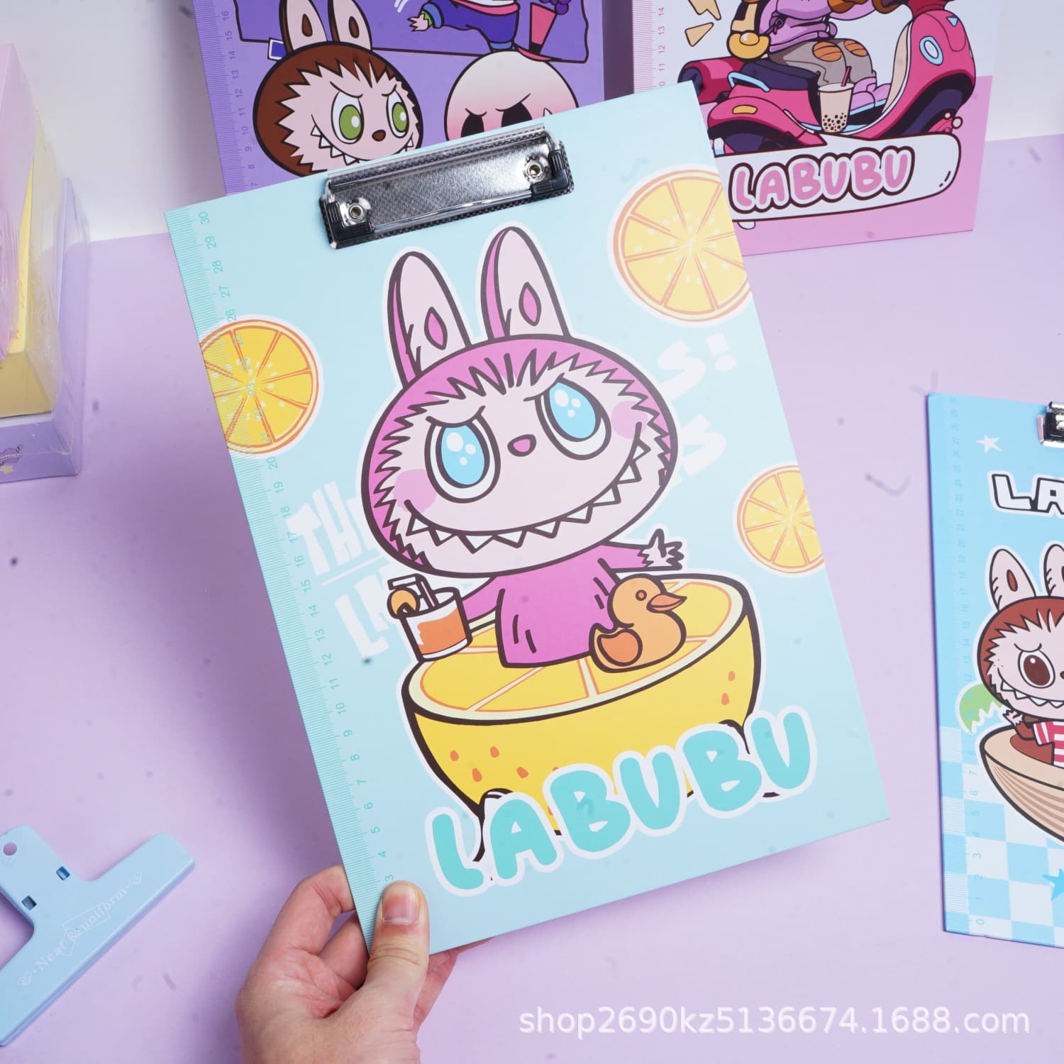 Cartoon Labbu A4 board clip creative LABUBU double-sided picture multi-functional plywood student writing pad supply source