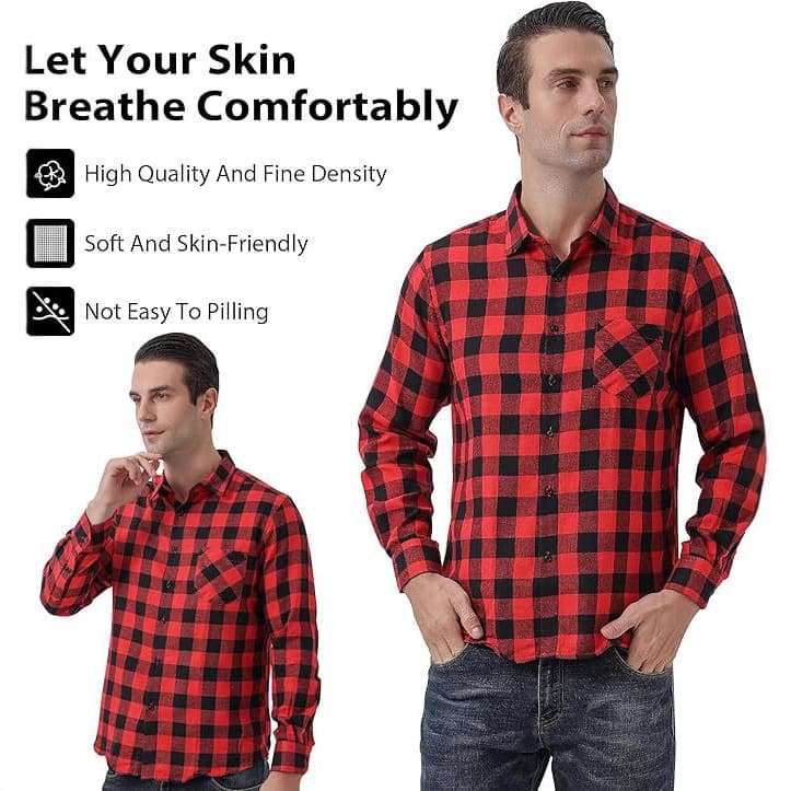 26 Years New Model Amazon Plaid Shirt Men's Long-Sleeved Brushed Plaid Shirt Fashionable Casual Men's Clothing Export Shirt