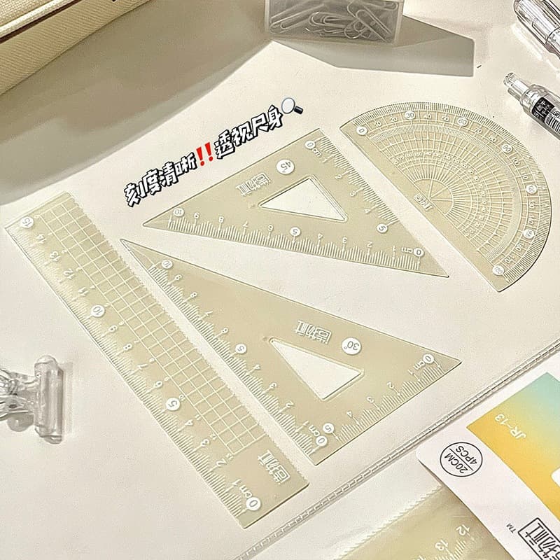 Student exam ruler straightedge triangle ruler set of rulers high-value student stationery four-piece set of rulers