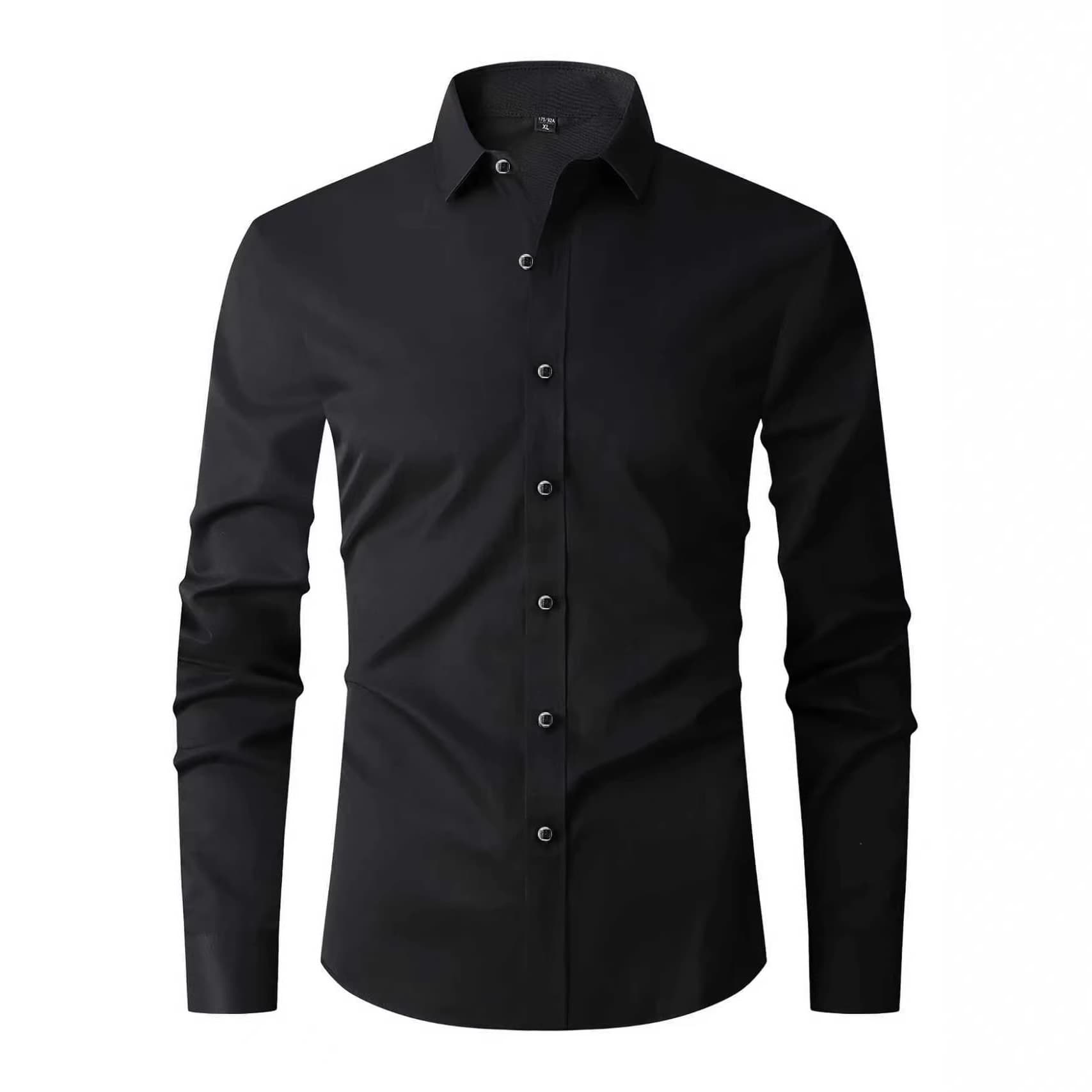 Cross-border Trade Men's Solid Color Shirt Business Professional Long Sleeve Best Man Wedding Inner Shirt Top Support Customization