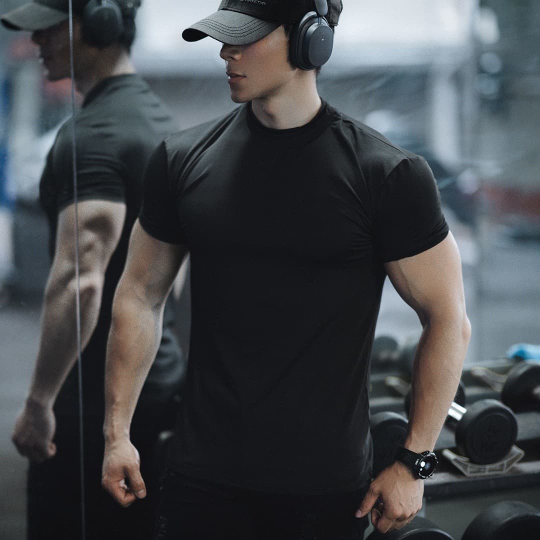 Summer Men's Quick-Dry Short Sleeve T-Shirt, Running, Casual, Fitness, Ice-Feel Quick-Dry Stretch Round Neck Slim Fit