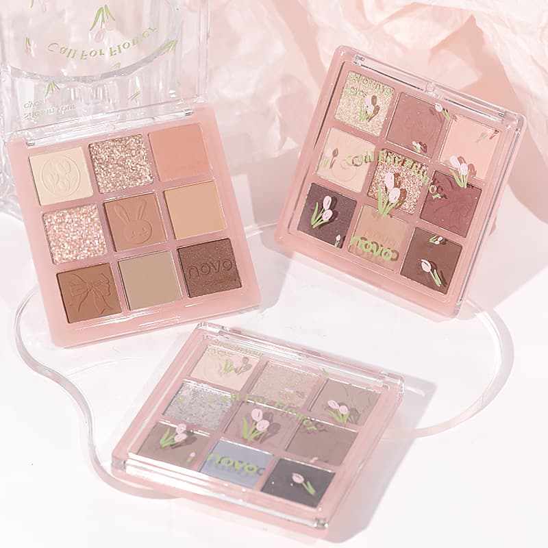 NOVO Nine-Color Eyeshadow Palette Earth Tone Easy to Apply Compact Portable Matte Shimmer High Appearance Beginner Light Makeup