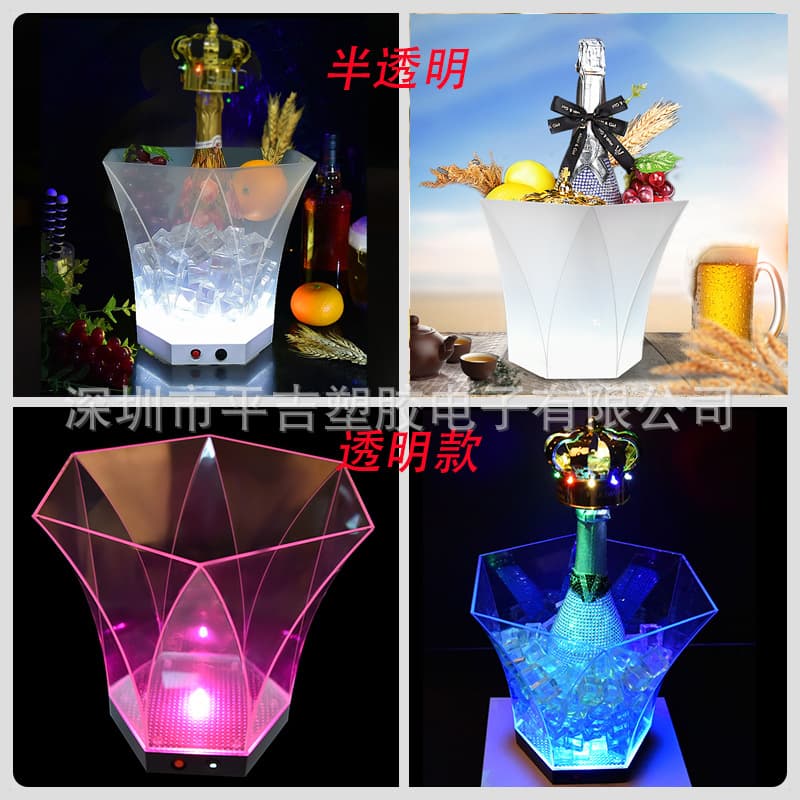 6L Capacity LED Colorful Glowing Ice Bucket for KTV Bar Commercial Ice Cooling Beer Champagne Bucket Supports Custom LOGO