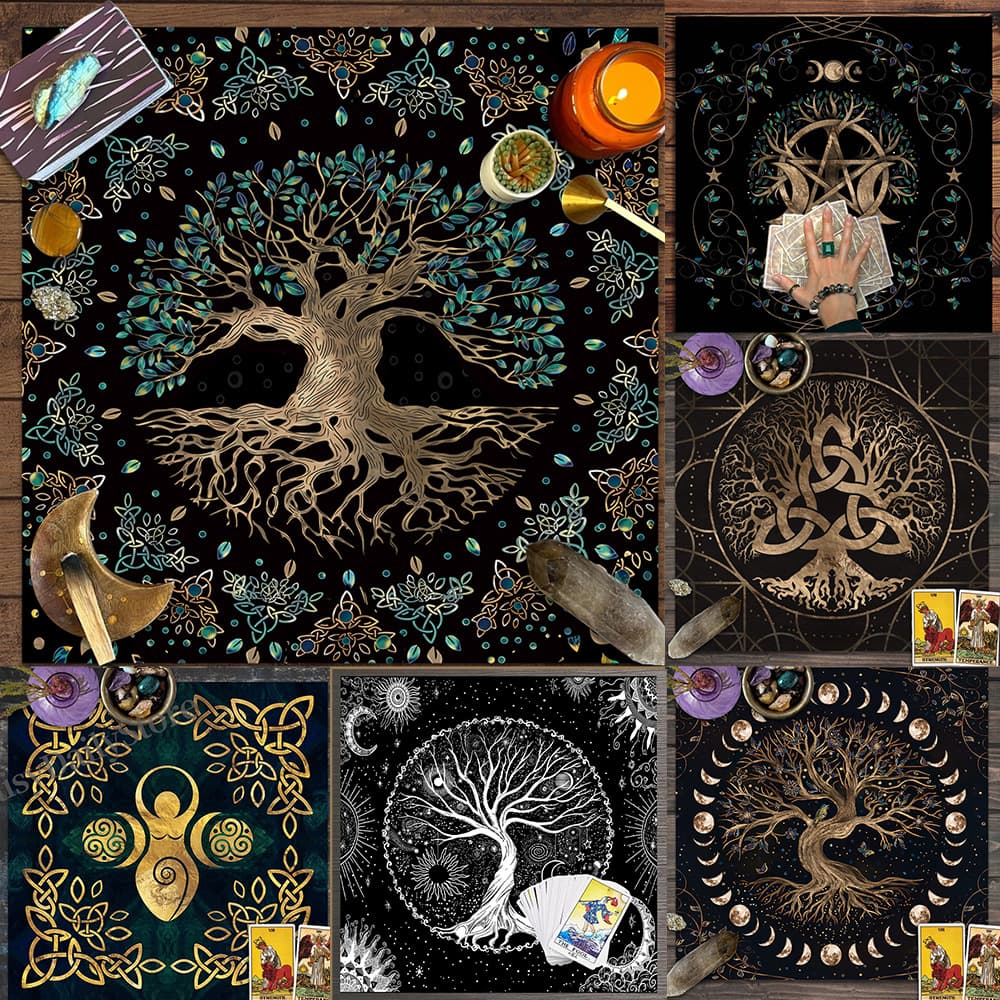 Tree of Life Tarot Table Cloth Tarot Tablecloth Moon Phase Altar Cloth Game Table Mat Custom Ins