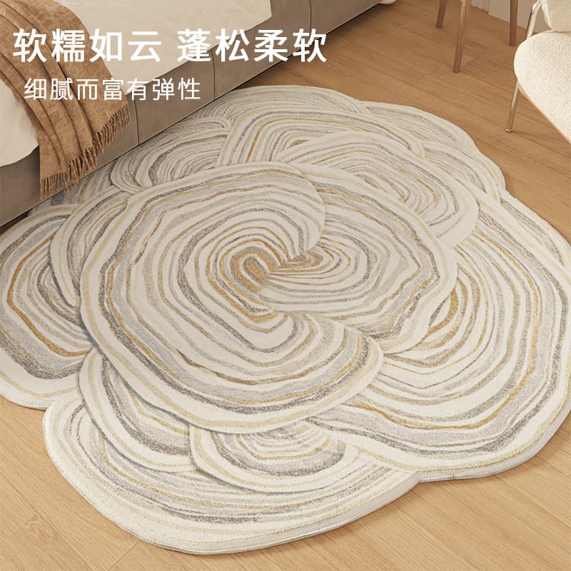 New Special-Shaped Floral Living Room Carpet Irregular Dressing Table Cloakroom Floor Mat Imitation Cashmere Bedroom Carpet in Stock