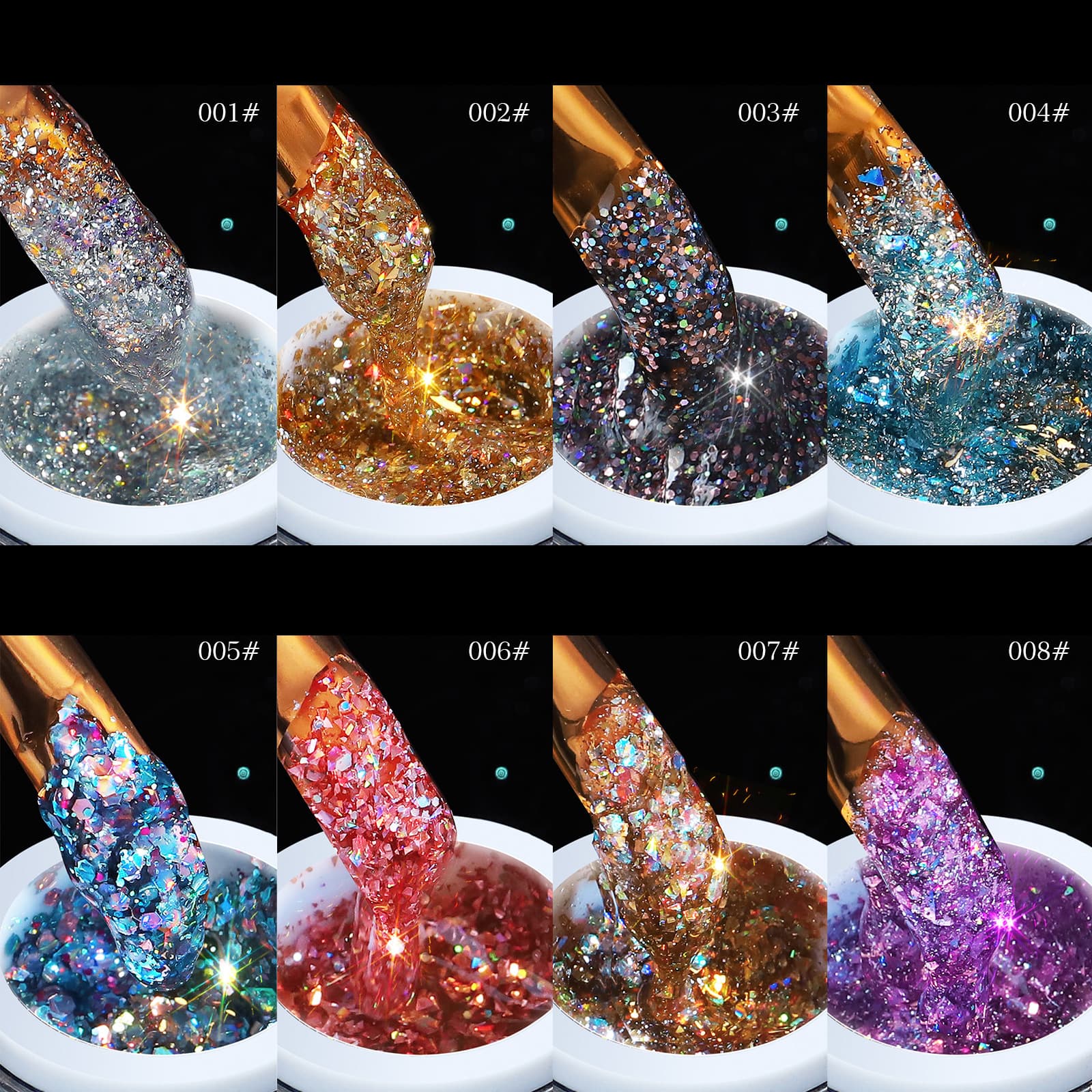 Platinum Foil Nail Art Gel Multi-Color Flashing Sparkle Salon Professional Glossy Waterproof Single Tone Nail Polish Gel