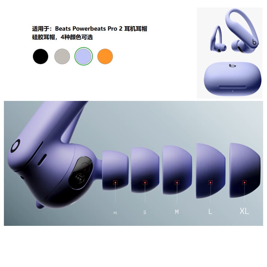 Silicone Eartips and Case for Beats Powerbeats Pro 2 Bluetooth Earphones, Ear Covers and Storage Box