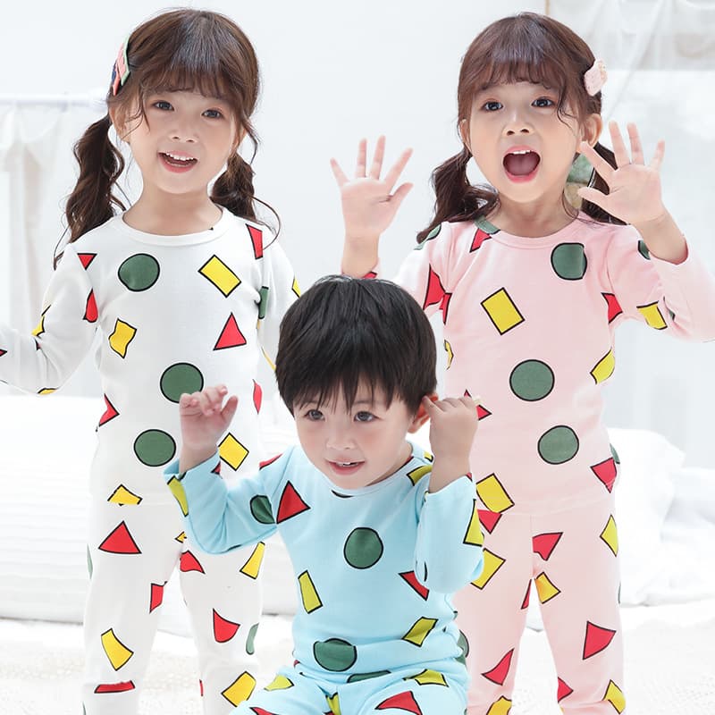 Crayon Shin-chan Pajama Set for Kids and Adults, Long-Sleeve Thermal Underwear, Autumn/Winter Family Matching Sleepwear
