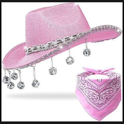 Party Disco Red Glitter Cowboy Hat, Western Cowboy Red Gold Glitter Cowboy Hat EVA Decorative Hat