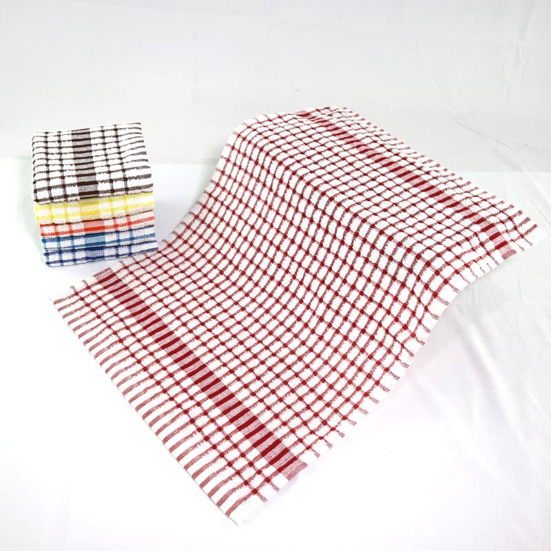 Cross-border export ready-made tea towels with barcode, jacquard kitchen towels, cleaning cloths, small check pattern tea cloths