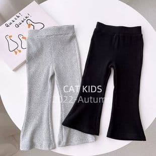 Girls Black Stretch Flared Pants 2022 Summer New Baby Long Pants Children Casual Pure Cotton Pants Trendy