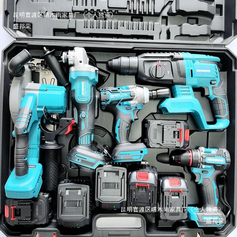Mitian Rechargeable Lithium Power Tool Set: Angle Grinder, Electric Drill, Electric Wrench, Electric Chainsaw, Earth Drill, and Other Export Models