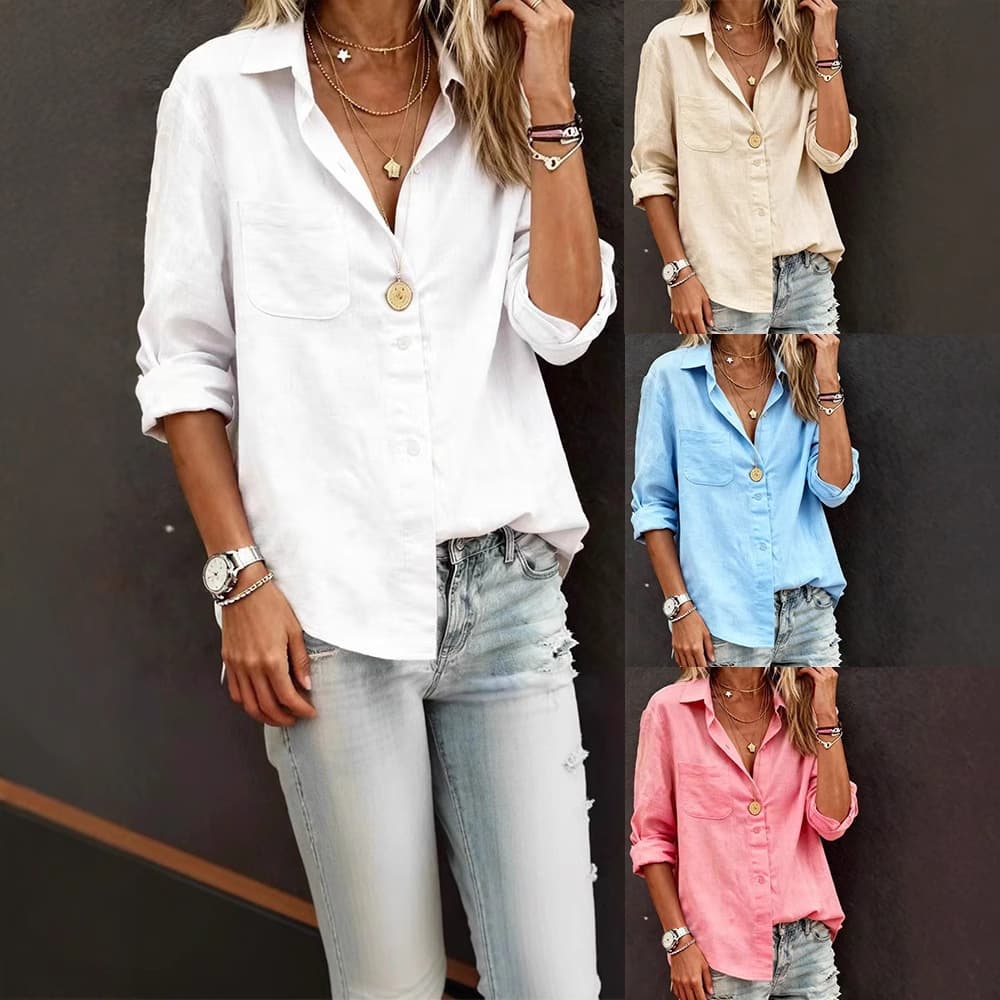 2025 foreign trade cross-border new women's clothing casual long-sleeved regular cardigan multi-color women's tops shirt