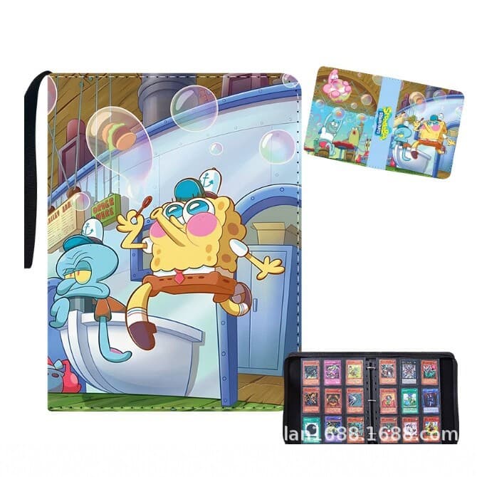 Lolo Spongebob Card Book Bob Pie Big Star Squidward Cute Storage Book 9-Gate Loose-leaf Leather Collection Book