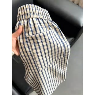 High Street Ice Silk Grid Shorts for Men, Summer Design, Light Luxury Breathable Five-Point Shorts, High Street Cleanfit Mid-Length Shorts