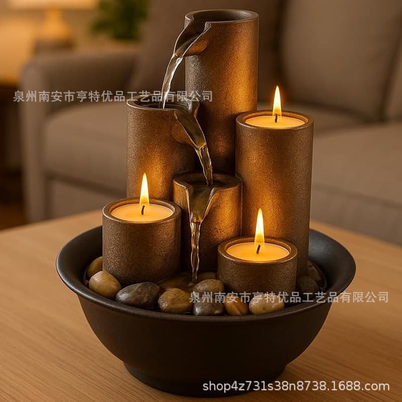 Cross-border Amazon Indoor and Outdoor Resin Fountain Candle Holder Decoration Statue