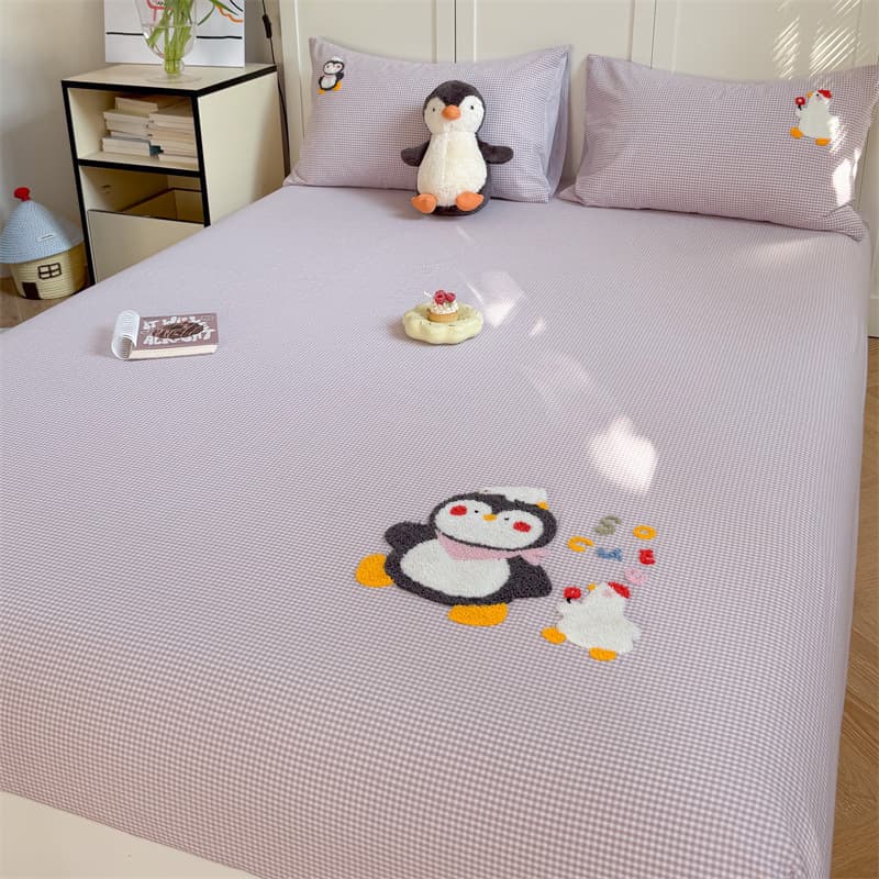 Cotton Washed Fitted Sheet Three-Piece Set, Pure Cotton Fitted Sheet Set with Summer Quilt and Air Conditioning Blanket