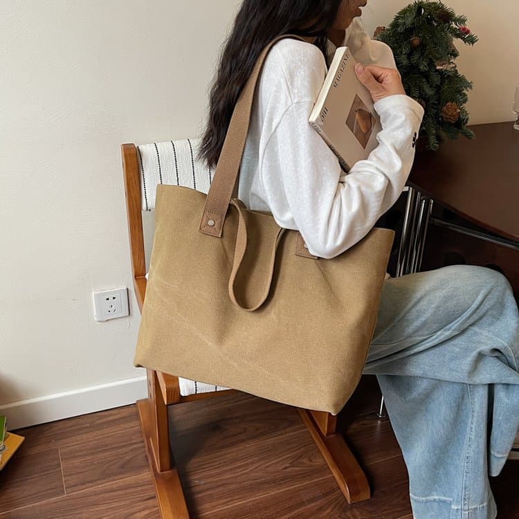 Cross-border Large Capacity Canvas Tote Bag for Women 2026 New Premium Style Office Commute Handbag Shoulder Bag