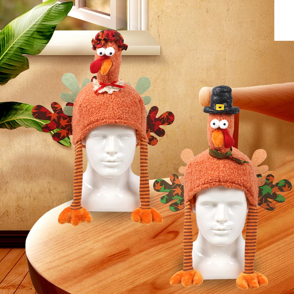 Thanksgiving Autumn Turkey Hat Decoration, Long-Legged Turkey Display Ornament, Thanksgiving Home Decor