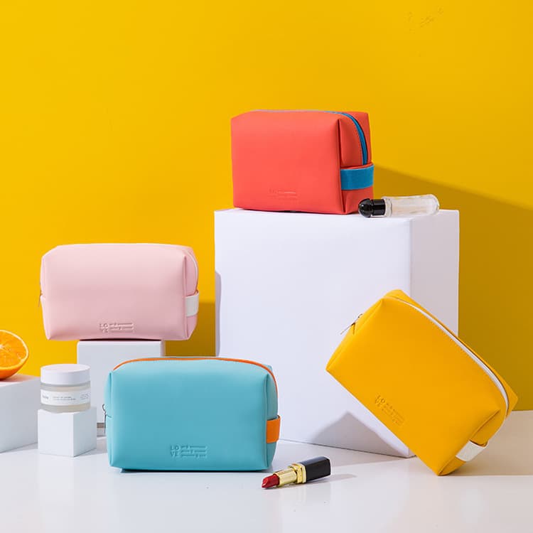 Korean Style PU Cosmetic Bag Portable Ins Style Ladies Cute Hand Wash Bag Portable Candy Color Cosmetic Bag Wholesale