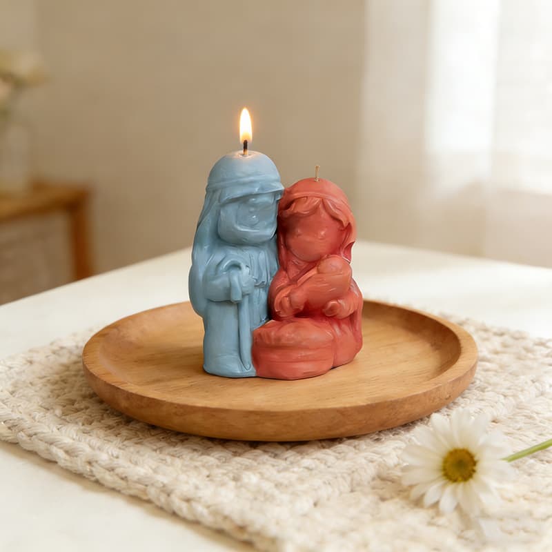 Small Holy Family Three-Person D-Style Aromatherapy Plaster Ornament Mold DIY Resin Epoxy Ornament Candle Silicone Mold