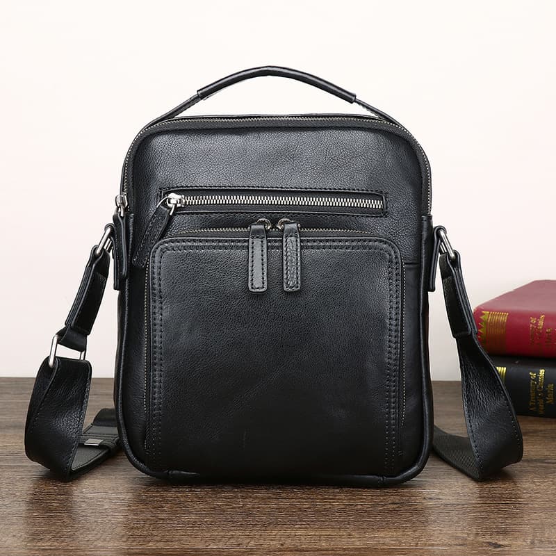 2024 Fall New Vintage Handmade Casual Versatile Men's Handbag Head Layer Vegetable-Tanned Cowhide Genuine Leather Handbag Shoulder Crossbody Bag