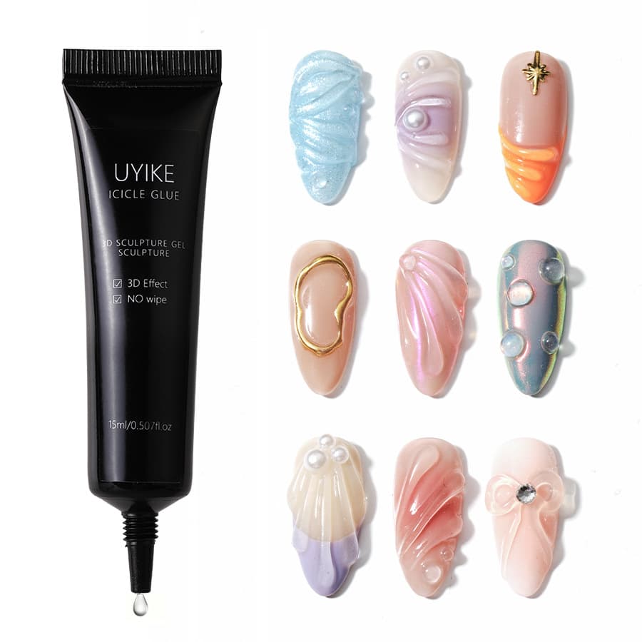Manicure Gummy Glue 3D Transparent Shaping Carving Glue PVC Solid Gel Pinch Shaping Nail Polish Glue Wholesale
