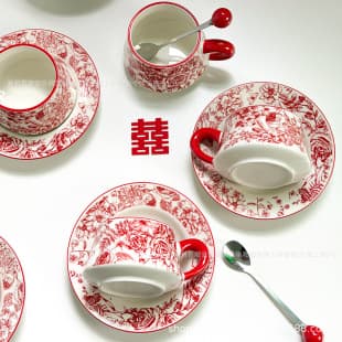 Exquisite Coffee Cup and Saucer Set, High-End Couple Mugs Gift Box, Wedding Favor, Gift for Newlyweds, Housewarming Gift