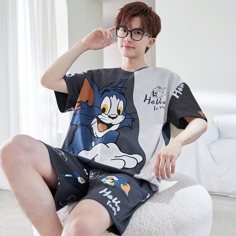 2026 Summer Men's Youth Sports Short Sleeve Loose Casual Home Plus Size Set Suitable for Men to Wear Outerwear