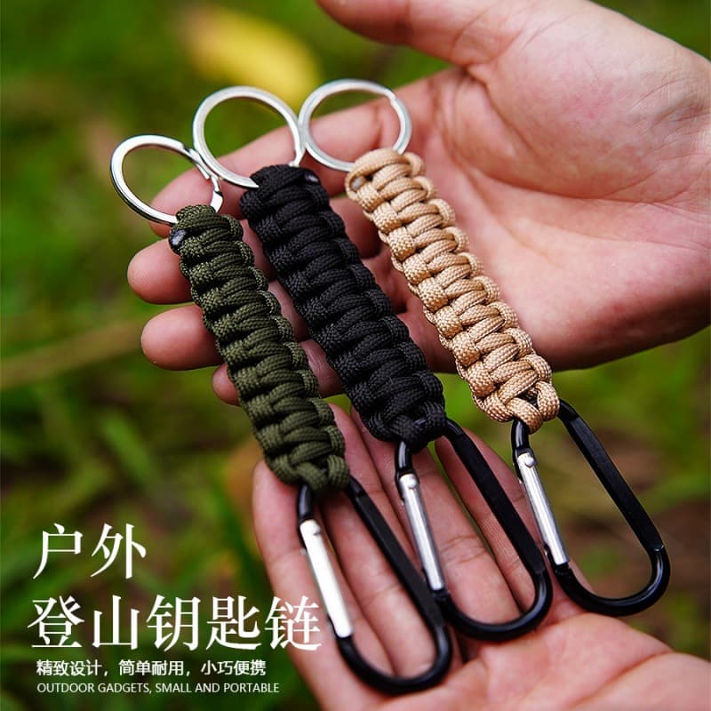 Outdoor Paracord Carabiner Keychain Multicolor Quick-Release Clip 7-Core Paracord Woven Key Ring Hook Pendant