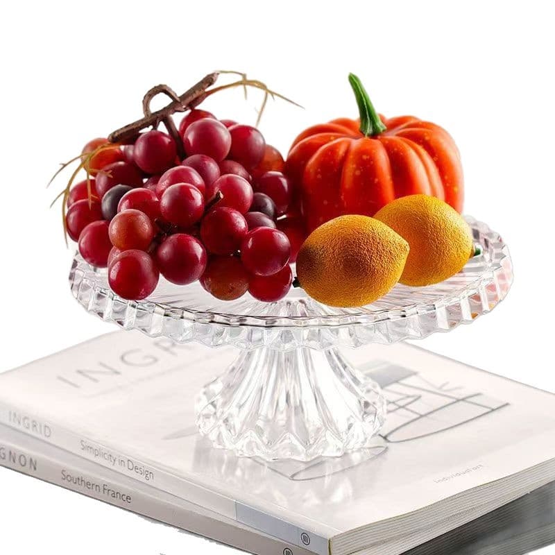 Fruit Bowl, Dried Fruit Bowl, Glass Candy Bowl, Dessert Plate, Creative Stemmed Fruit Bowl for Living Room, KTV, Reception Coffee Table