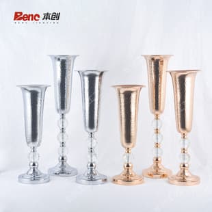 Cross-border Drop Shipping European Wedding Prop Iron Art Vase Main Table Flower Vase Decoration Sign-in Table Crystal Flower Stand Ornament