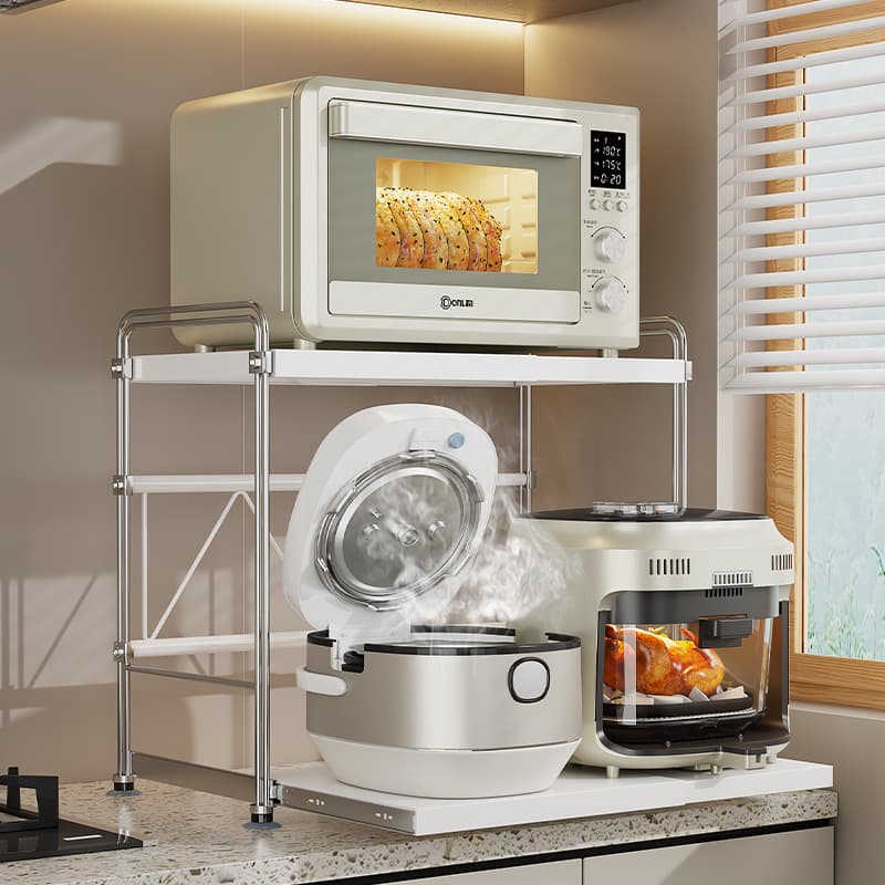 Multifunctional rice cooker storage rack, kitchen microwave oven bracket, countertop appliance rack, pot and oven storage rack.