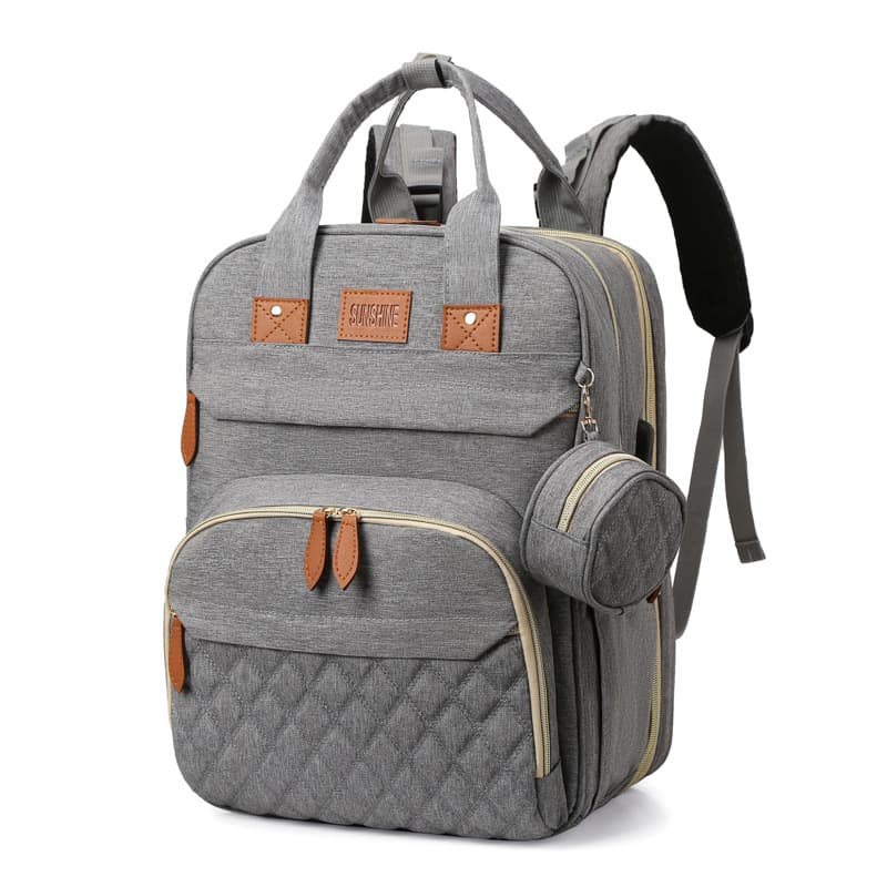 Mummy bag, large capacity backpack, portable stroller folding bed, travel insulated mother and baby bag