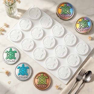 Shenhong 15-Cavity Longevity Turtle Nameplate Coin Knot Silicone Chocolate Nameplate Mold, Mousse Cake Mold, French Dessert