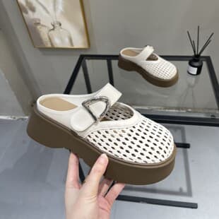 Soft-Soled Closed-Toe Slippers for Women Summer 2026 New Style, Breathable Flat Slip-On Half Sandals Casual Shoes for Dresses