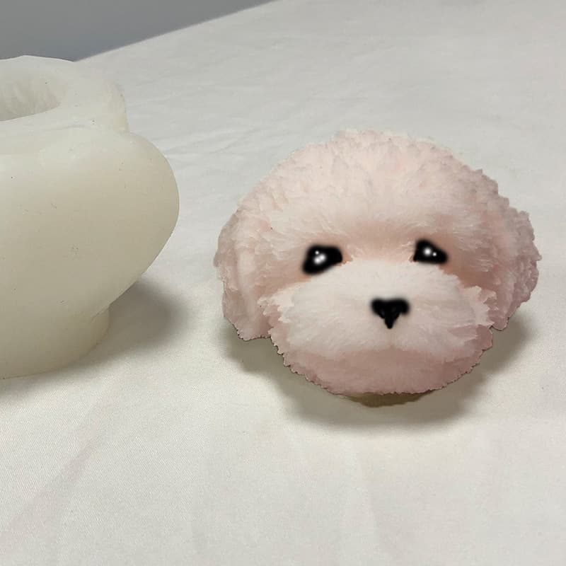 Teddy Dog Head Silicone Mold DIY Scented Candle Gypsum Epoxy Resin Home Decoration Puppy Scented Candle Mold
